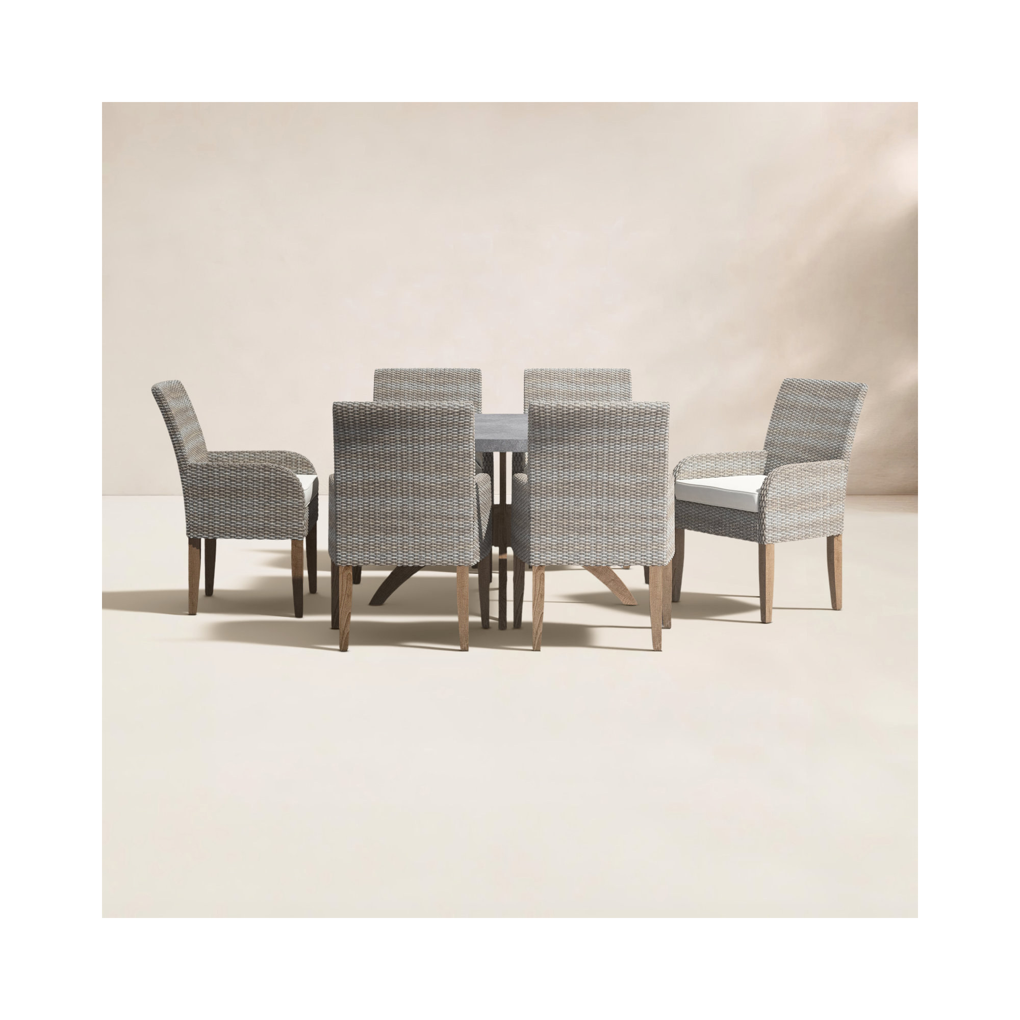 Akiva 52'' Round 6 - Person Outdoor Dining Set with Sunbrella Cushions