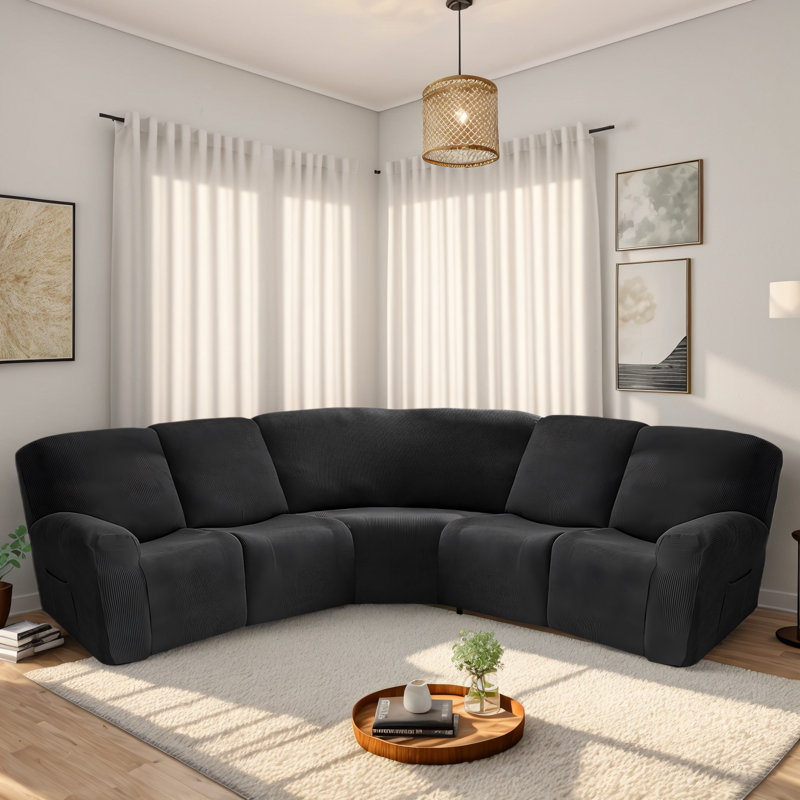 Housse pour canapé modulaire de coin carré (5 places), Noir