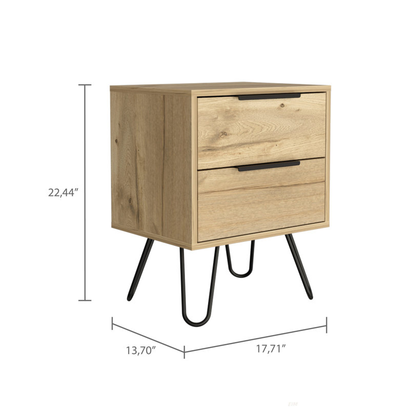 2 Nightstand , End Table, Side Table Four Legs, Two Drawers