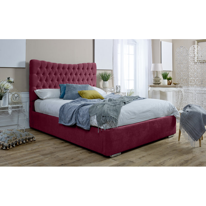 Tawanna Upholstered Ottoman Storage Bed, Single (3'), Maroon