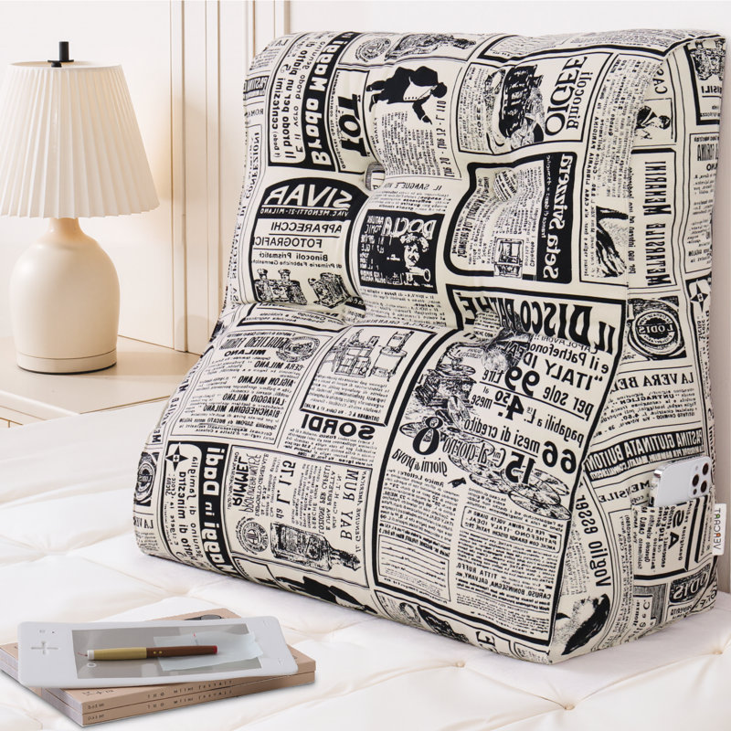 Triangular Backrest Cushion, Black/White Abstract