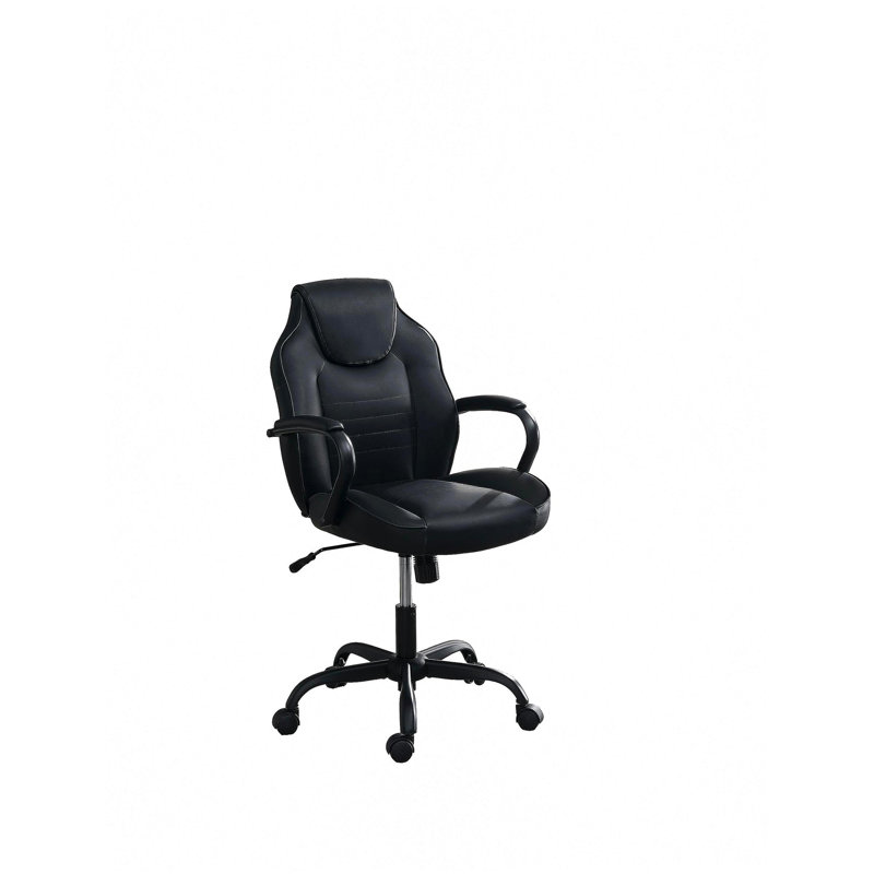 Black faux leather office chair, Black
