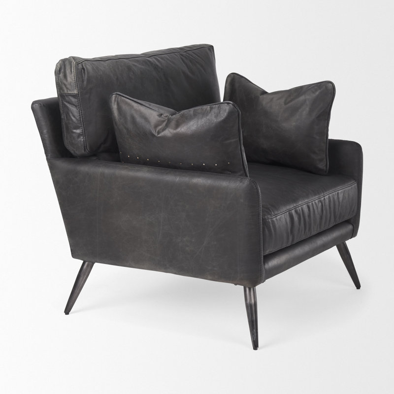 Fauteuil club en cuir Emily, Noir