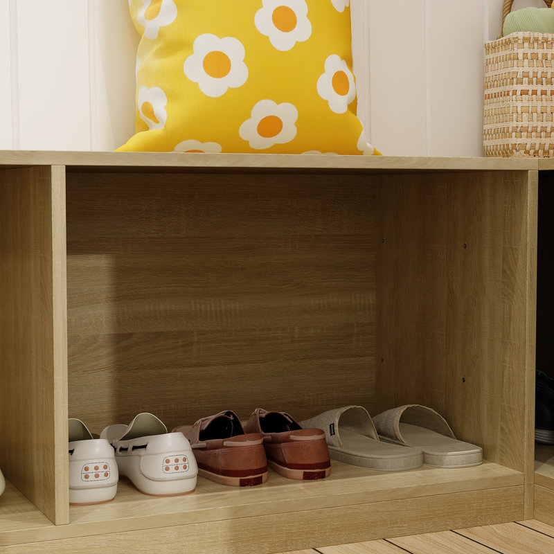 Cecyle L Shaped Corner Storage Bench With Shoe Rack