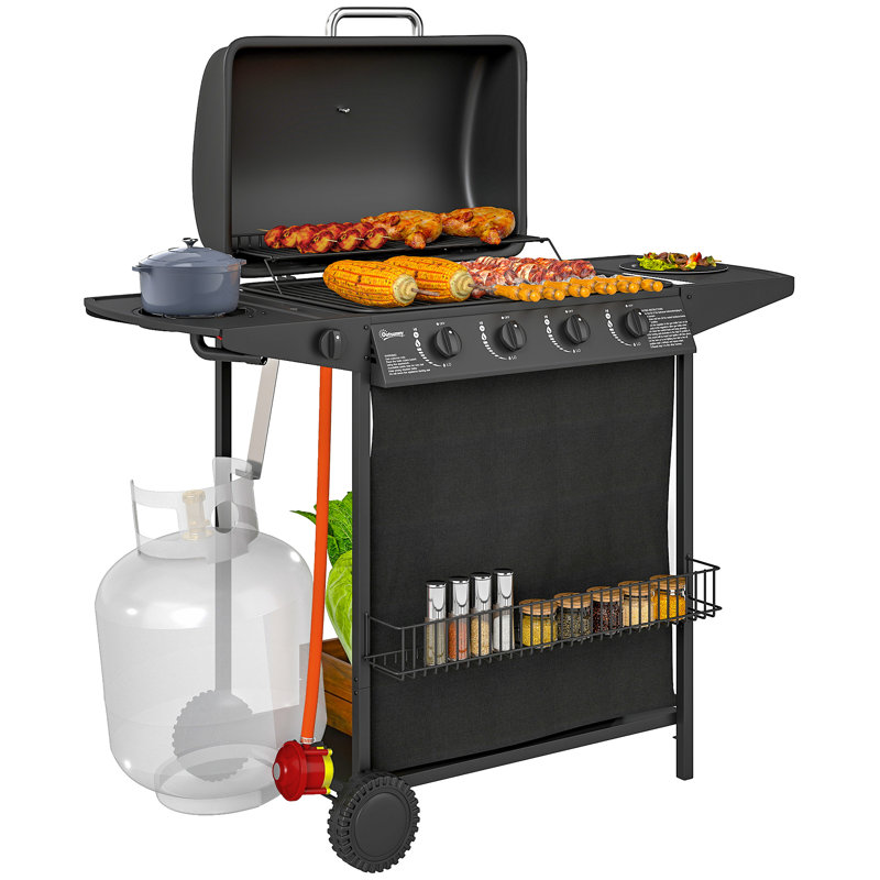 Brayden Studio 4 - Burner Freestanding Propane 40944 BTU BTU Gas Grill with Side Burner