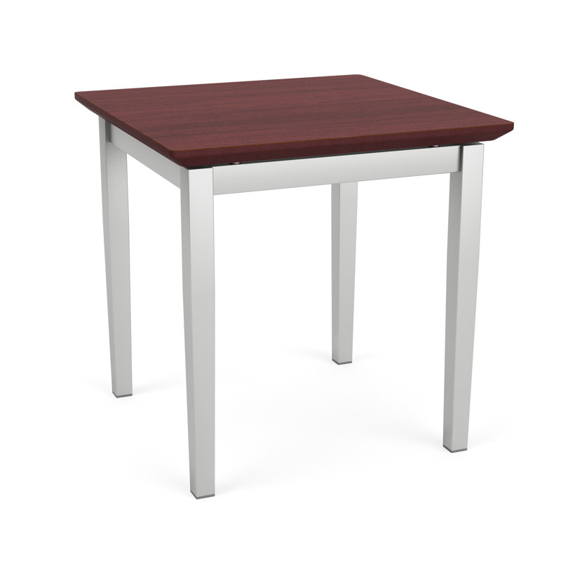 Lenox Steel Waiting Reception End Table Metal Frame 20x20" High Pressure Laminate Top, Silver, Chelsea Mahogany