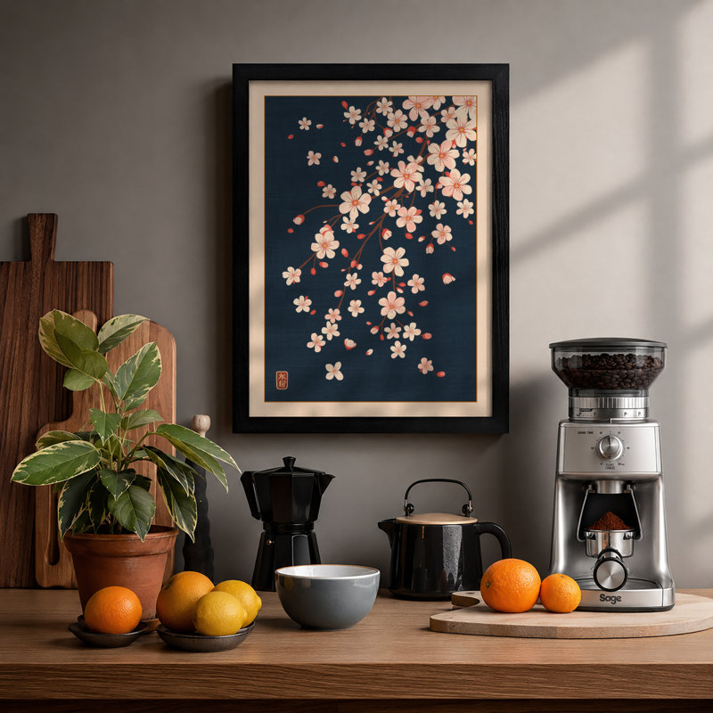 Drifting Blossoms Botanical - Framed Print, A3 - 42.0 x 29.7 cm, Black