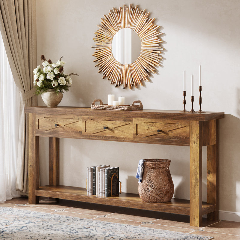 70.9” Console Table with 3 Drawers, Farmhouse Entryway Table