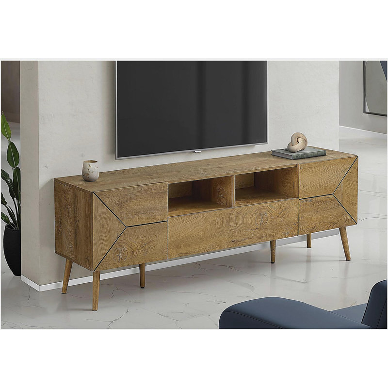 TV Stand, 72 Inches, Top, Media Entertainment Centre, Storage Drawers, Walnut Veneer Panels, Walnut