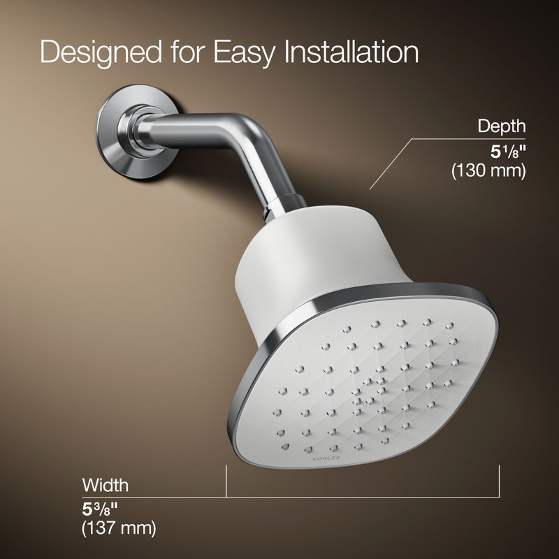 Cinq Square Single-Function Filtered Showerhead, 1.75 Gpm, Polished Chrome