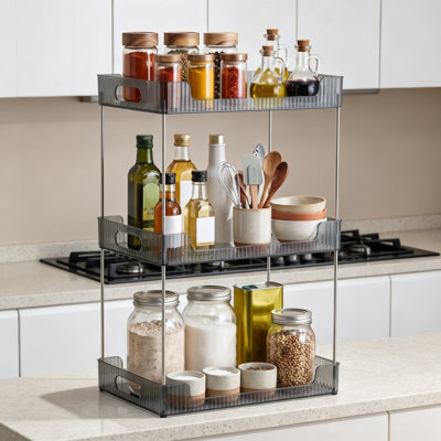3-Tier Bathroom Counter Organizer, A4-Size Makeup Skincare Shelf for Vanity Office Kitchen
