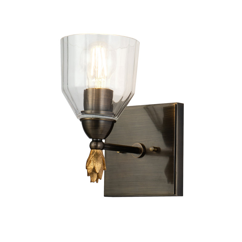 Fun Finial 1 Light Wall Sconce In Dark Bronze With Gold Accents, Dark Bronze/Gold