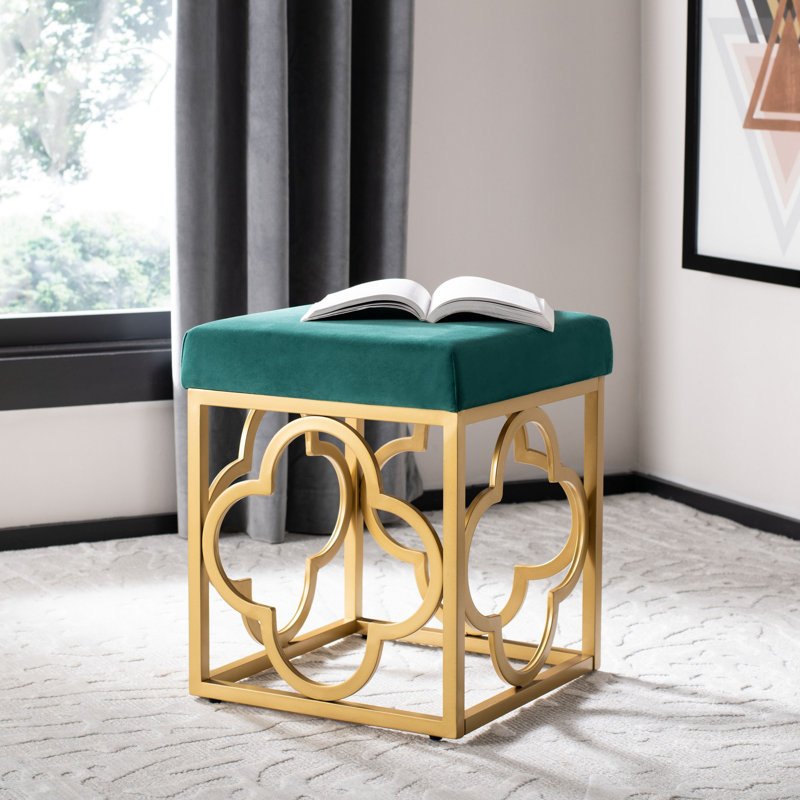 Rainn Velvet Ottoman, Emerald