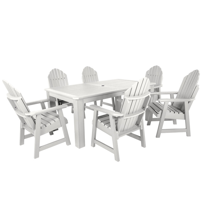 Macias 6 - Person Patio Dining Set with Rectangular Table, White, 30'' H x 42'' W x 72" L