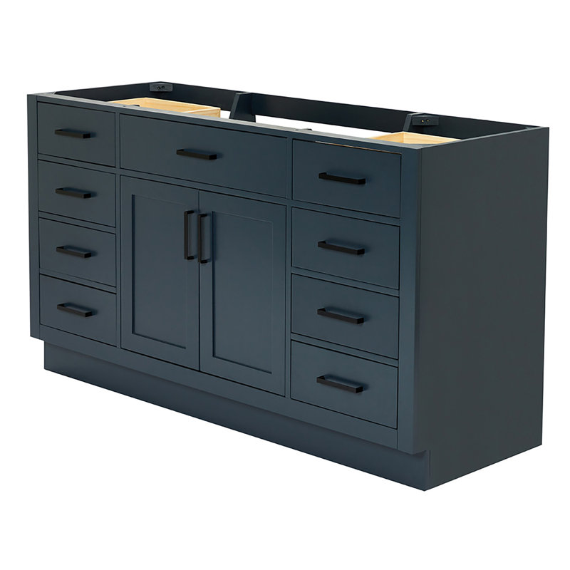 60" Single Sink Bathroom Vanity, Midnight Blue, Matte Black