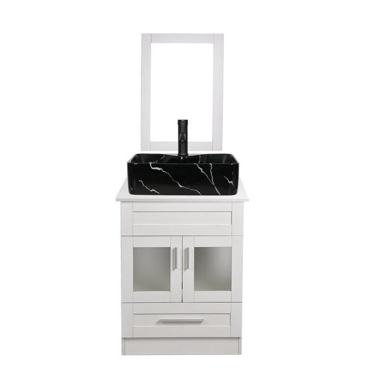 24'' Single Bathroom Vanity with Manufactured Wood Top with Mirror