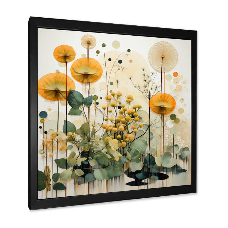 «Green Orange Harmonious Balance I» sur toile, H 16 po x l 16 po x P 1 po, Cadre simple noir
