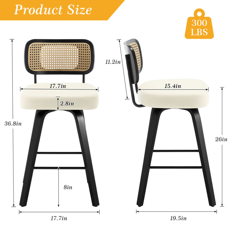 Tabouret de bar et de comptoir Julieza, Noir, Blanc, Tabouret de comptoir (siège d'une hauteur de 26 p