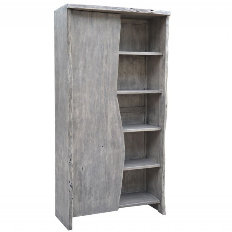 204 cm H x 105 cm W Solid Wood Standard Bookcase, Grey