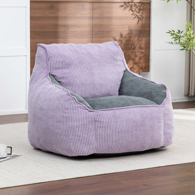 Comfy Corduroy Bean Bag Chair with Armrests for Adults and Teens