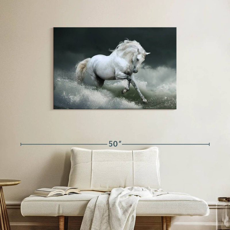 Brampt Seaside White Horse, 26" H x 39" W