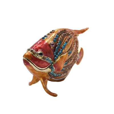 Angel Fish Trinket Box Made with Austrian Crystals & Colorful Enamel