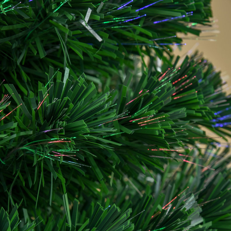 Xmas Pre-Lit Green Pine Artificial Christmas Tree with Multi-Coloured Lights and Stand, 5' H