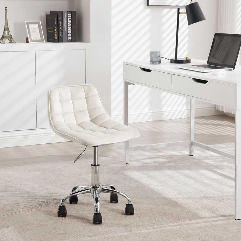 Nisi Backed Adjustable Height Stool with Footrest, Cream