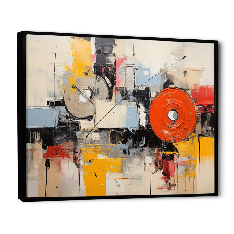 Genya Collage Rhyth sur toile, Cadre flottant noir, H 34 po x l 44 po x P 1,5 po
