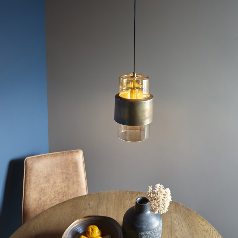 Alzahraa 1 - Light Cylinder Pendant, Champagne, Brass Patina