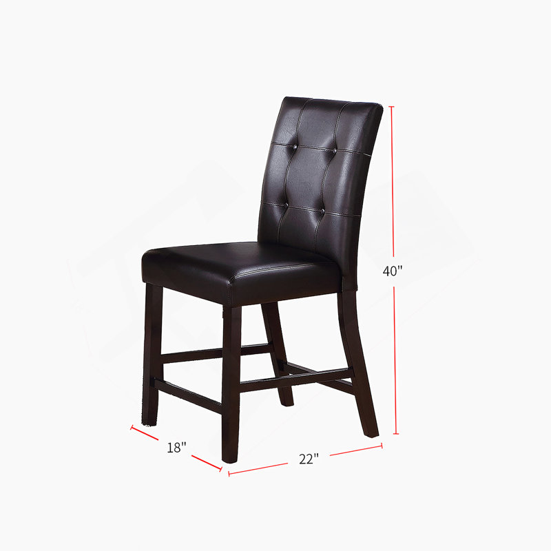 Ensemble de 2 chaises à hauteur de comptoir rembourrées Leroux, finition espresso
