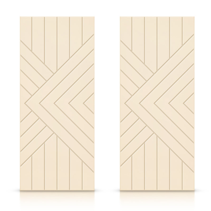 Portes de placard coulissantes sans quincaillerie d'installation, Beige, 72 po x 80 po