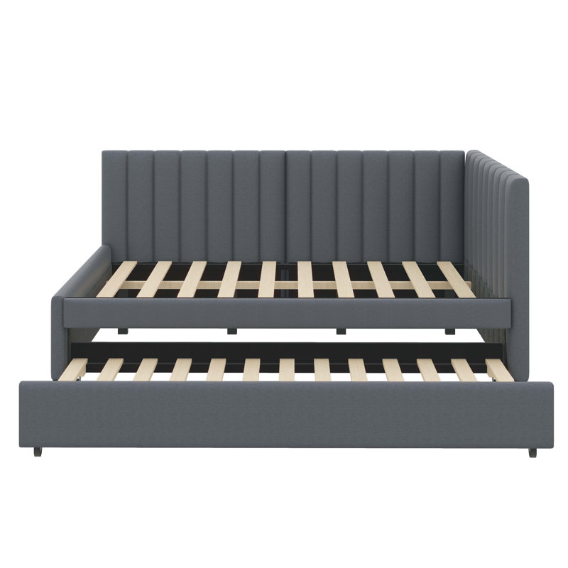 Full-Sized Daybed With Concealed Trundle Bed, Gray