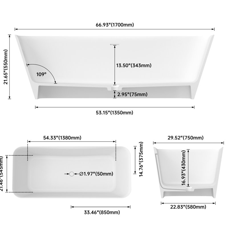 Deep Soak 67 Inch Soaking Bathtub Freestanding With Matte Finish, Slip - Contour, Warmth Retaining Insulation, Ultra Composite, Seamless Design, Skin Surface, Single Artificial Stone Launching