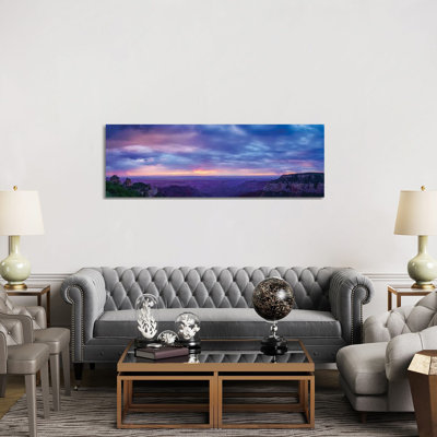 View Of Dramatic Sky Over Canyon, Grand Canyon, Arizona, USA - Wrapped Canvas Panoramic Print