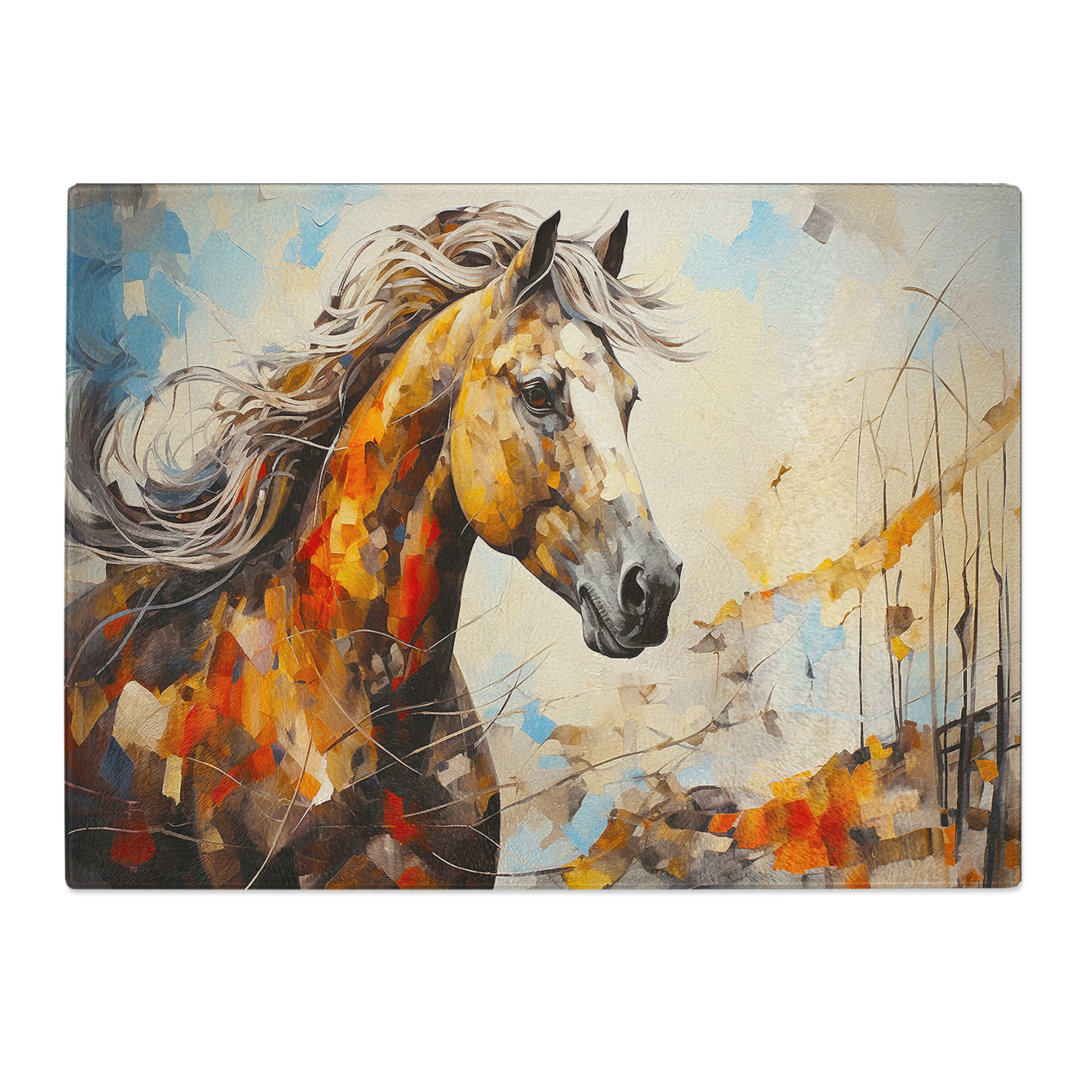Horse Contemporary  Glass Chopping Board