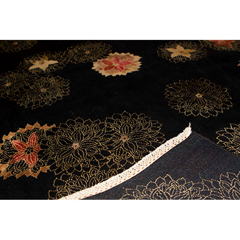 Dharma Floral Area Rug in Black, Rectangle 8' x 10'