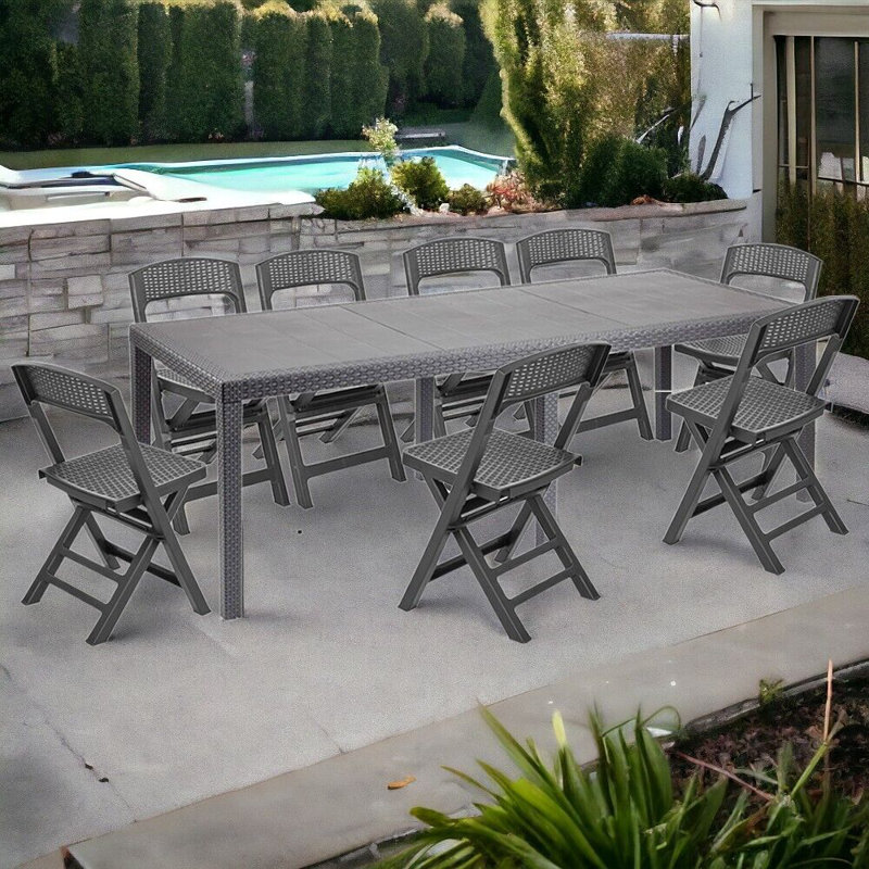 Rabette 8 - Person Patio Dining Set with Rectangular Table