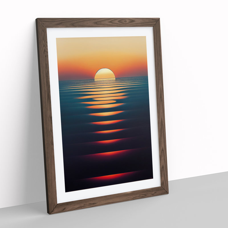 Reflective Sunset - Framed Print, 46cm H x 34cm W x 2cm D, Walnut