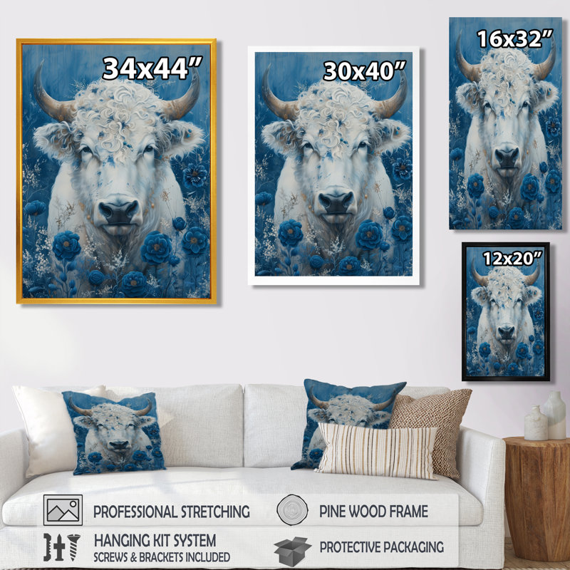 Art mural blanc et bleu cosmique, H 32 po x l 16 po x P 1 po, Toile encadrée noire simple