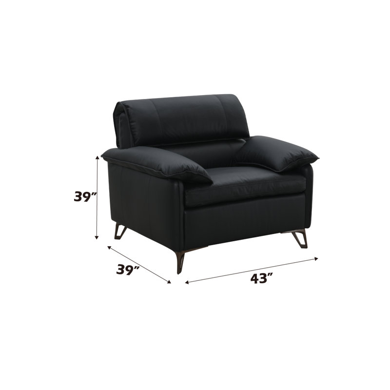 Fauteuil d'appoint en cuir fleur Markus