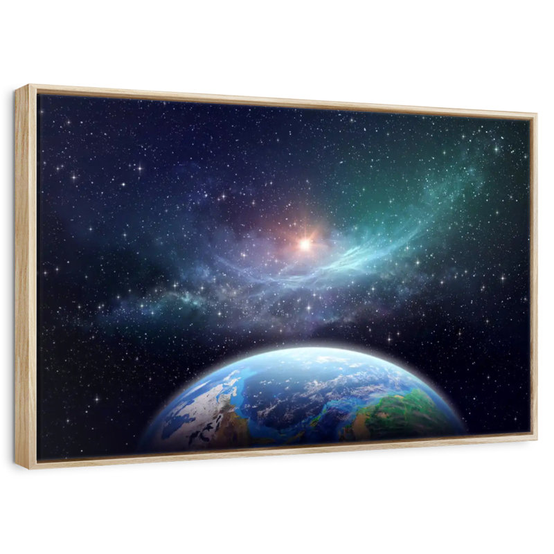 Exoplanète, Cadre flottant en bois naturel, 37 po x 25 po