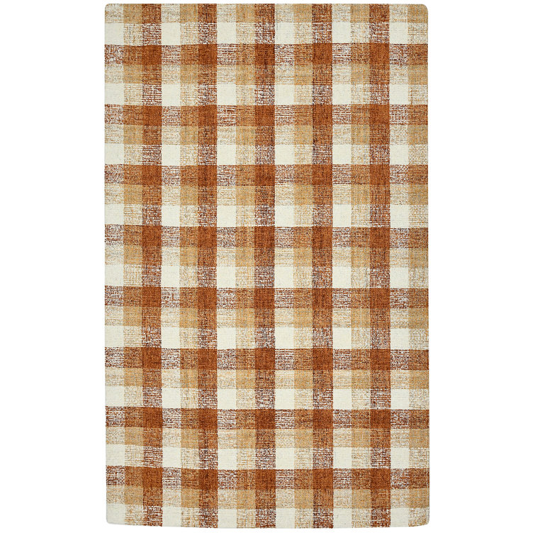 Azevedo Plaid Handmade Tufted Wool Area Rug