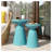 Outdoor Iron Side Tables With Flared Design, Set Of 2 , Teal-2036006919