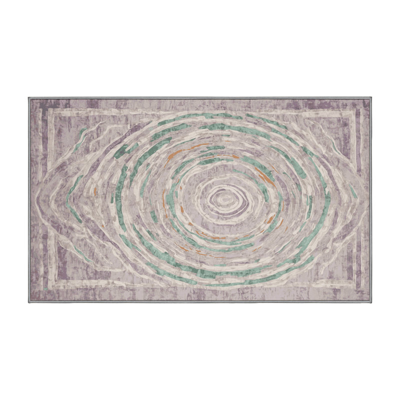 Machine Washable Gray Area Rug, Rectangle 7' x 9'