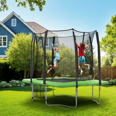 Trampoline de jardin rectangulaire 9 pi x 14 pi avec enceinte sécuritaire