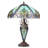24.5" H Halston Double Lit Teal Bowl Shade Stained Glass Table Lamp - -1154668354