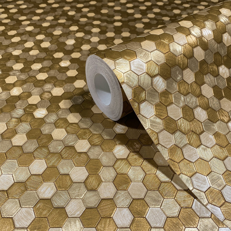 Galerie Fashion Icon Tile optics Wallpaper, Gold