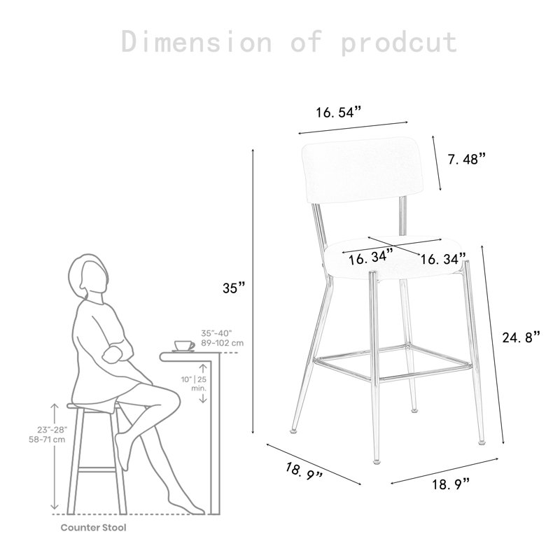 Tabouret de comptoir 24,8 po Naiome, Noir
