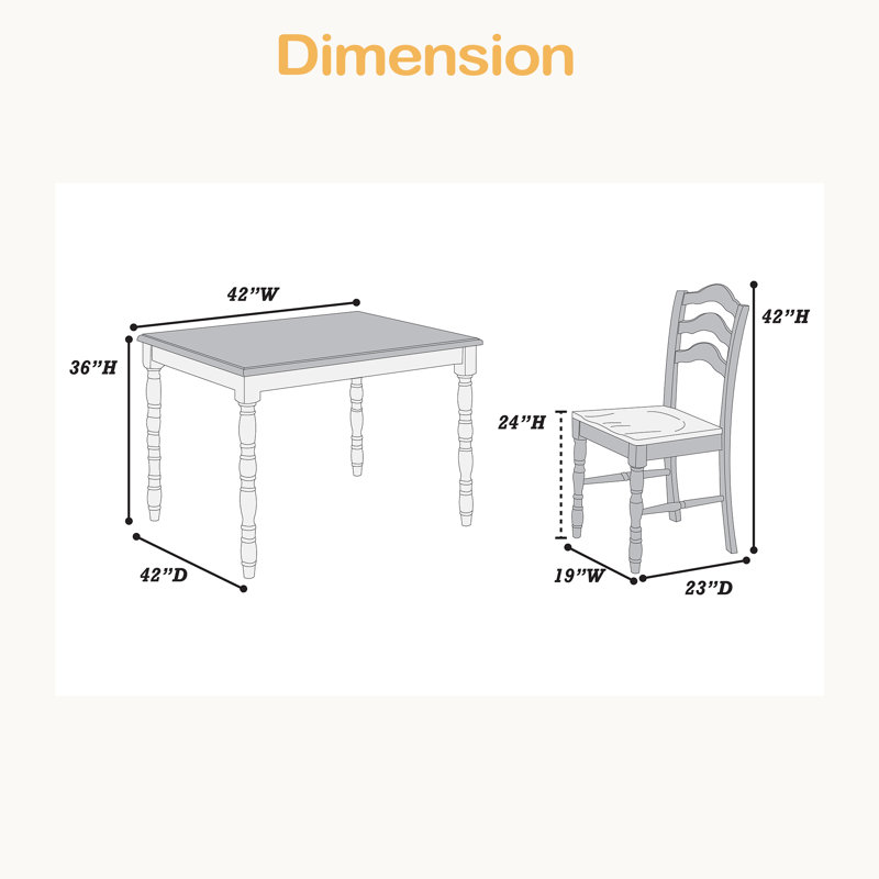 Ensemble de salle à manger 5 pièces à hauteur de comptoir avec table et 4 chaises à dossier échelle